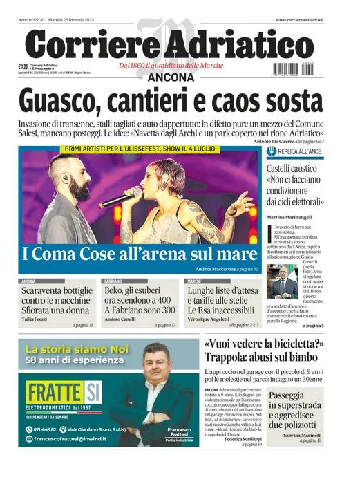 Prima-pagina-corriere adriatico-edizione-di-oggi-25-02-2025